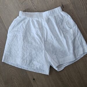 Commense White Textured Shorts